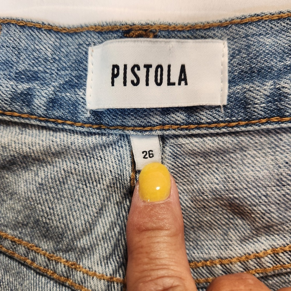 Pistola Bobbie Crossover High-Rise Wide Leg Jeans Light Wash Women Denim Size 26 - Picture 3 of 9